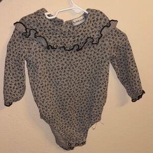 Charming Black Floral Kids Bodysuit